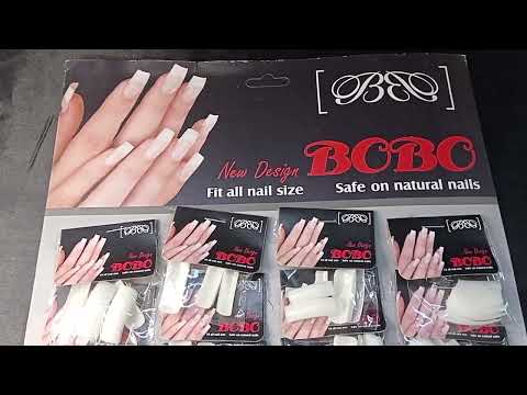 CARTELA DE UNHA TIPS LEITOSA QUADRADA COM 24 KITS