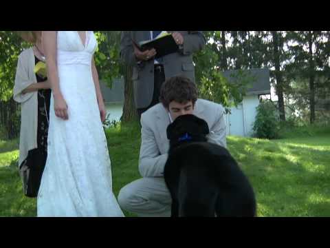 La perrita Maggi entregando los anillos de boda