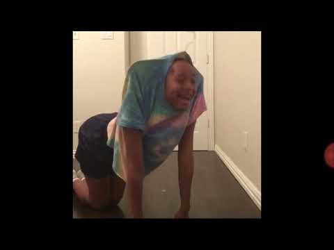 Girl with clothing hanger laughing -Quensadilla  rip vine