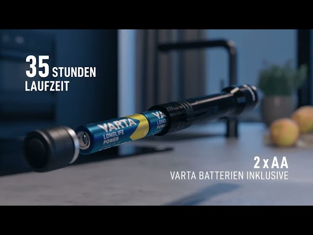 Vídeo relacionado con VARTA Linterna F20 LED (carcasa de aluminio, enfoque de precisión, pequeña, funciona con pilas), color azul