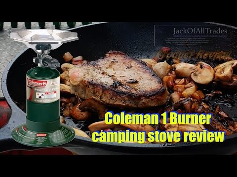 Coleman 1 burner camping stove review cooking steak and burgers