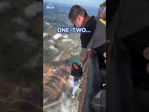 Woman has second thoughts going sky diving for the first time