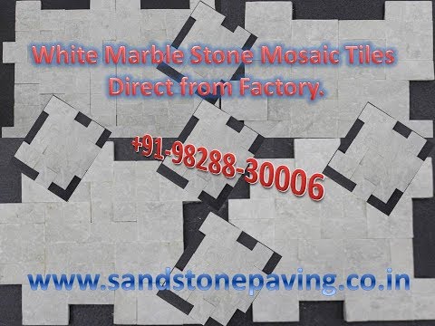 White marble 3d stone mosaic designer tile with brass metal