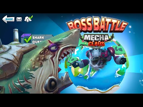 NEW VETERAN GREAT WHITE SHARK VS MECHACLAUS GAMEPLAY - Hungry Shark World