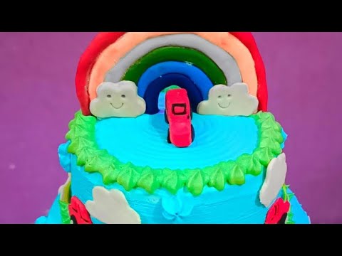 car thim cake with rainbow 🌈🌈 Toper