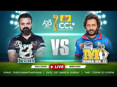 CCL 2023 LIVE - Kerala Strikers vs Mumbai Heroes | Match 12 #A23Rummy #HappyHappyCCL