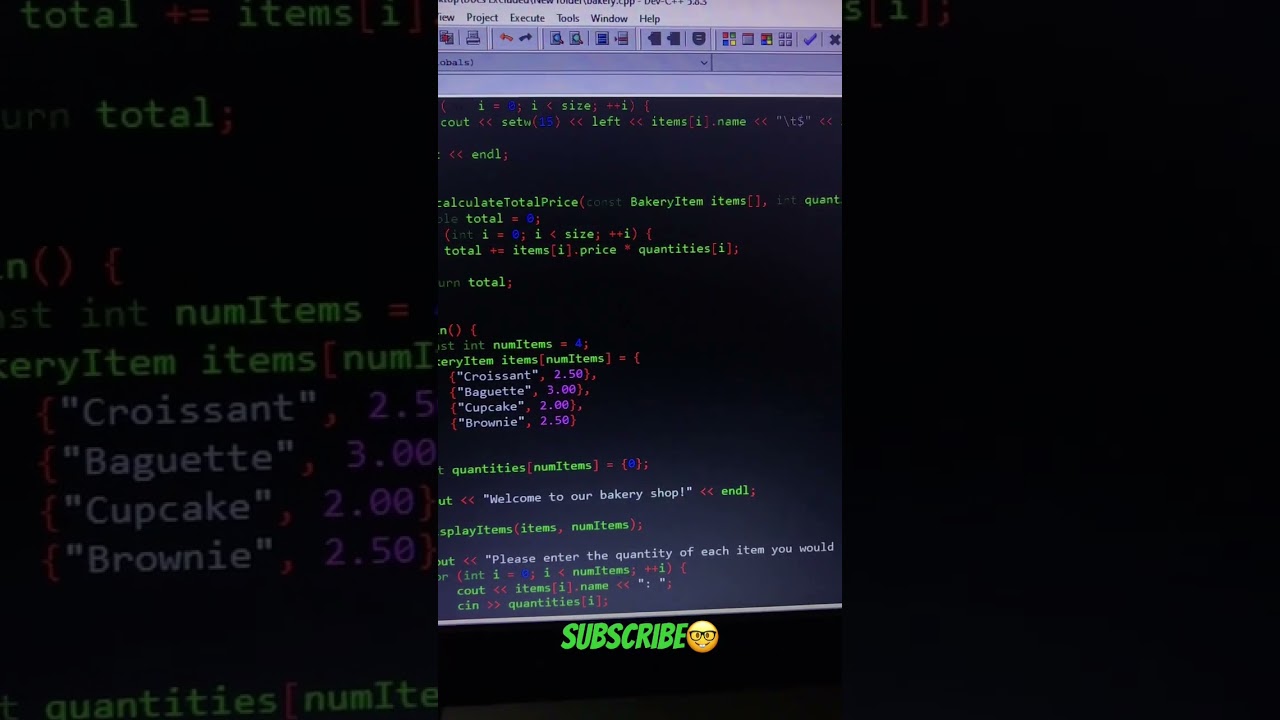 bakery program in c++ IDE dev c++ #cppprogramming #codingtime #codinglife