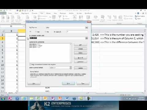 Part of a video titled Using Excel To Identify Entries That Add To A Specific Value.mp4