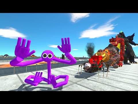 Rainbow Friends Purple LAVA DEATH RUN - Animal Revolt Battle Simulator