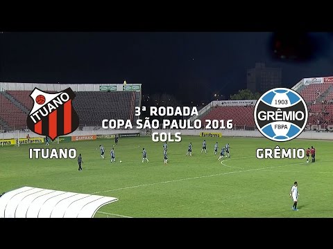 Gols - Ituano 1 x 2 Grêmio - Copa São Paul0 - 06/01/2016