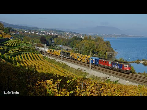 Swiss trains around Lake Neuchâtel
