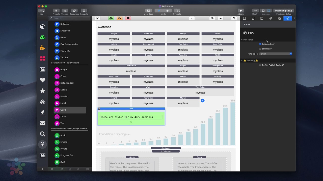 Organizing Swatches in Site Styles for Foundation 6 Stacks