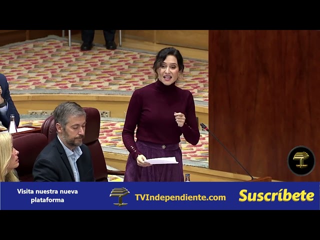 Ayuso acusa a VOX de hacer "pinza" con el PSOE