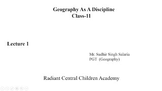 Geography As a Discipline - Lecture 1