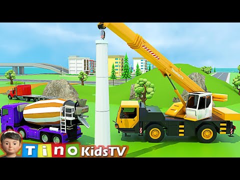 Mobile Crane & Construction Trucks for Kids | Wind Turbine Construction