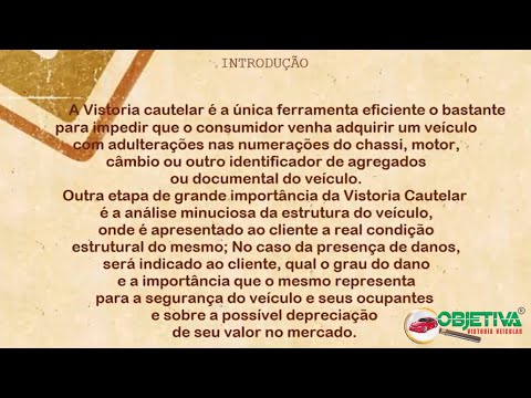 2º Parte do Curso Preparatório para Vistoriador - Exclusivo da OBJETIVA VISTORIA VEICULAR.