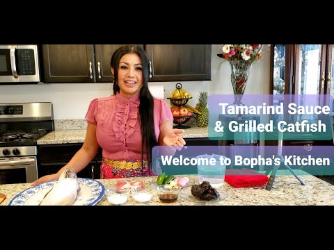 How to Make Tamarind Dipping Sauce & Grilled Catfish - RV Outdoor Khmer Cooking w/ Bopha's Kitchen