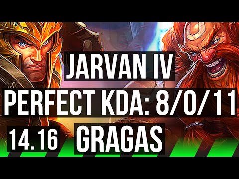 JARVAN IV vs GRAGAS (JGL) | 8/0/11, Rank 7 J4, Legendary | BR Challenger | 14.16