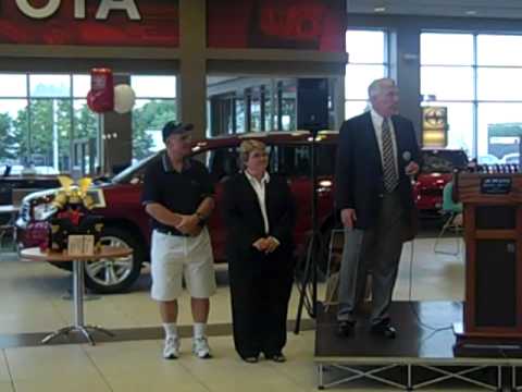 Toyota Presents Kabuto to Jon Lancaster Toyota to commemorate the dealership's grand opening