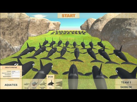 30 orca vs 30 purussaurus Animal Revolt Battle Simulator