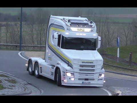 intocht Truckshow Ciney 2018 with New Generation Scania T, V8 open pipes and many more 4K UHD
