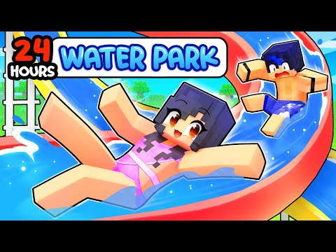 24 HOUR OVERNIGHT at a WATER PARK In Minecraft!