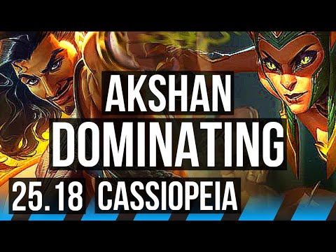 AKSHAN vs CASSIOPEIA (MID) | 6 solo kills, Dominating | KR Diamond | 25.18