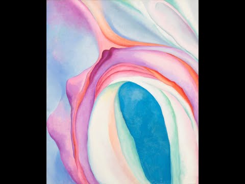 How to paint Georgia O'keeffe "Music Pink and Blue" with watercolor @Hui-Studio