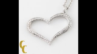 14k White Gold Pave Diamond Heart Pendant Gorgeous Piece!