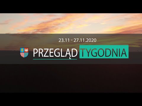 Plansza z napisem Przegląd tygodnia od 23 do 27 listopada 2020 roku. W tle zachód słońca.