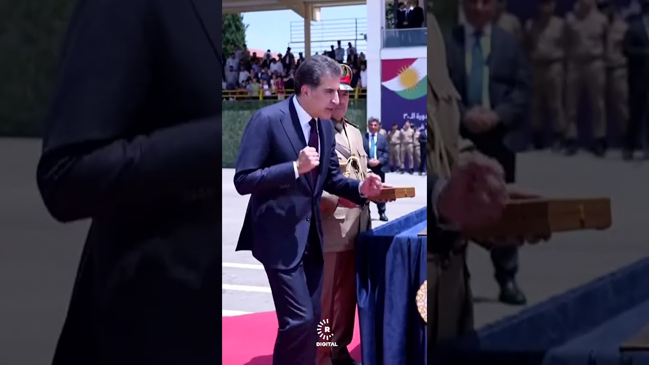 ڤیدیۆ | ⁨ جووڵەیەکی نێچیرڤان بارزانی لەگەڵ ئەفسەرێکی کۆلێژی سەربازیی زاخۆ لەکاتی پێدانی بڕوانامەکەی⁩
