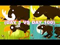 Big Hunter All Bosses Day 1 Vs Day 100 mammoth Rhino Te