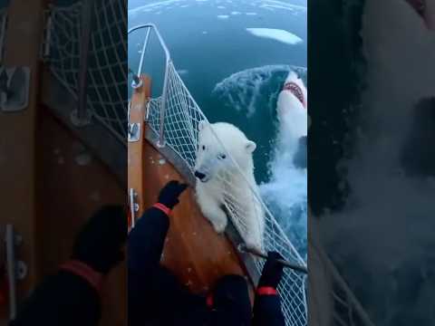The shark almost dragged away the polar bear cub