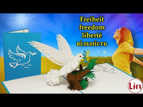 FRIEDENSTAUBE FÜR UKRAINE | FREEDOM PIGEON FOR UKRAINE | LIN POP UP KARTEN - STAND UP WITH UKRAINE