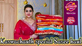 Meesho mega blockbuster sale upto 80% off Karwachauth special Saree haul @PoojaRikichoyal 