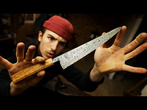 How A Custom Damascus Chefs Knife Is Created - NEW CAM 4K