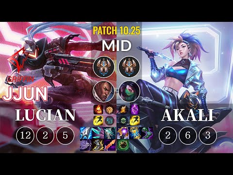 GRF jjun Lucian vs Akali Mid - KR Patch 10.25