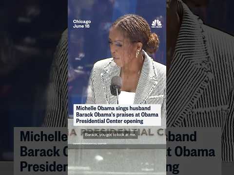 Michelle Obama sings husband Barack Obama's praises at Obama Presidential Center opening
