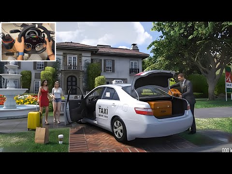 GTA 5 - Realistic Taxi driving Job in 2008 TOYOTA Camry  | Steering Wheel Gameplay