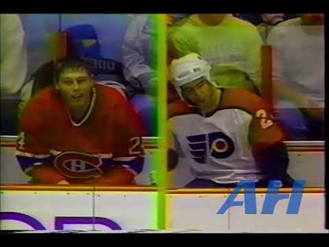 NHL Nov. 15, 1990 Derrick Smith,PHI v Lyle Odelein,MTL Philadelphia Flyers Montreal Canadiens