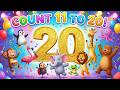 Count To 20 Animal Counting Party Numbers 11 20 Song With Penguins Monkeys Preschoollearning