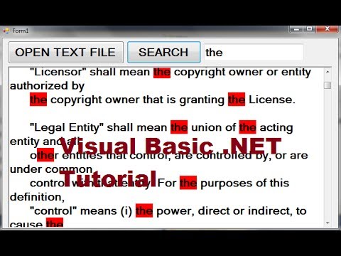 Visual Basic .NET Tutorial 33 - Search and highlight text in Textbox or richTextBox in VB.NET