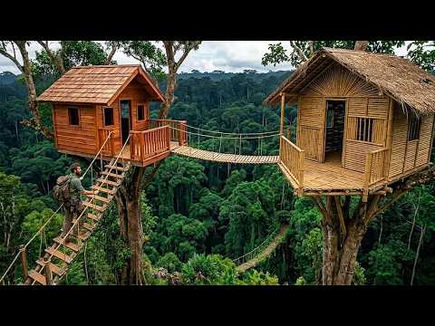 180 Days Building Two treehouses. Solo Bushcraft Survival, Cooking, Overnight ASMR