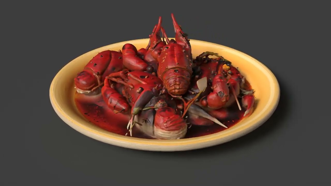 Chinese Cooked Lobster 3D Model