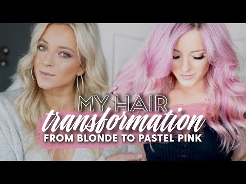 Hair transformation from Blonde to Pastel Light Pink I...