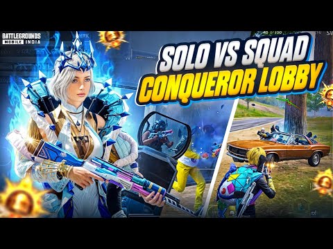 Playing SOLO VS SQUAD in Top 100 Conqueror Lobby 🔥 | BIXI OP Intense & Fastest 1v4 Clutches | BGMI