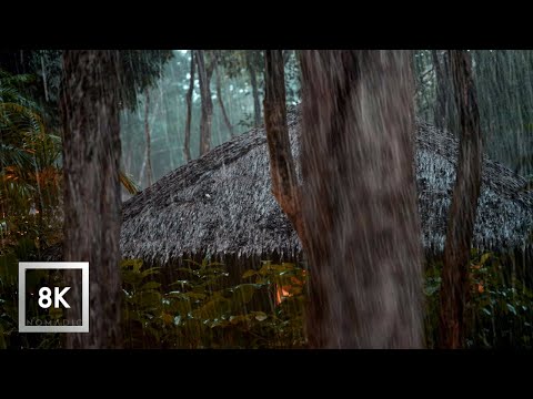8K Rain and Thunderstorm Sounds in Tropical Forest, Koh Yao Yai, Sounds for Sleep, ASMR, 3 Hours