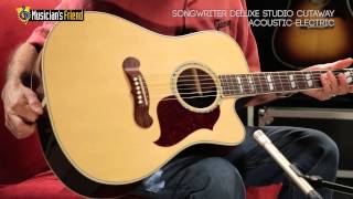 Video thumbnail for Gibson Songwriter Deluxe Studio Acoustic-Electric Cutaway Guitar, demo'd by Don Ruffatto by Musician's Friend