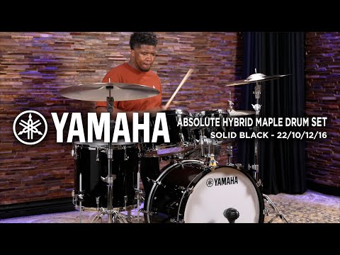 Yamaha Absolute Hybrid Maple Drum Set 22/10/12/16 - Solid Black (AM2JF40JSOB)