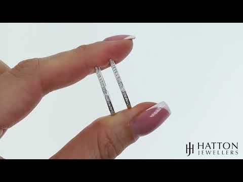 9ct White Gold 0.27ct Diamond Channel Set Hoop Earrings